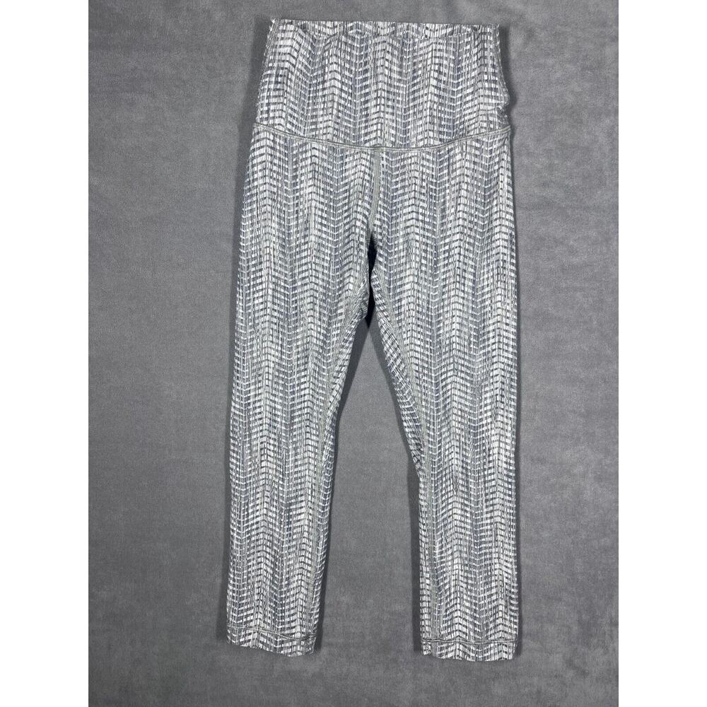 Lululemon Wunder Under Legging Women's 4 Gray Jacquard Elastic Waist Performance